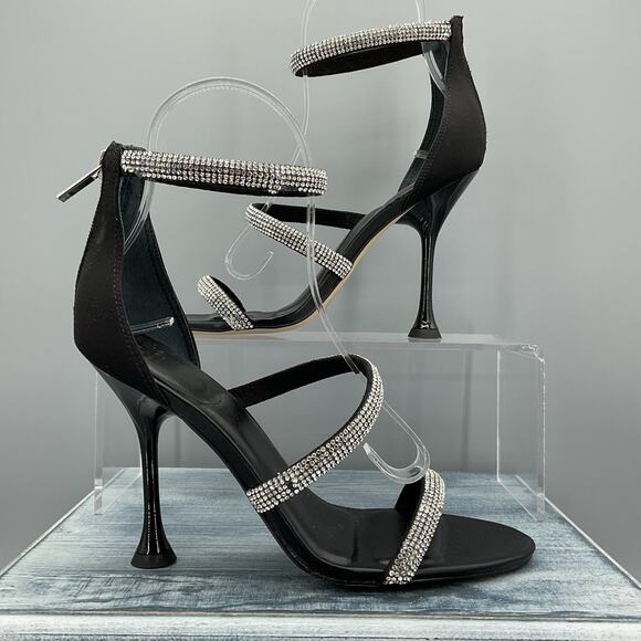 NEW Marc Fisher Carita Ankle Strap Heeled Sandals Black Size 7M - Picture 1 of 11